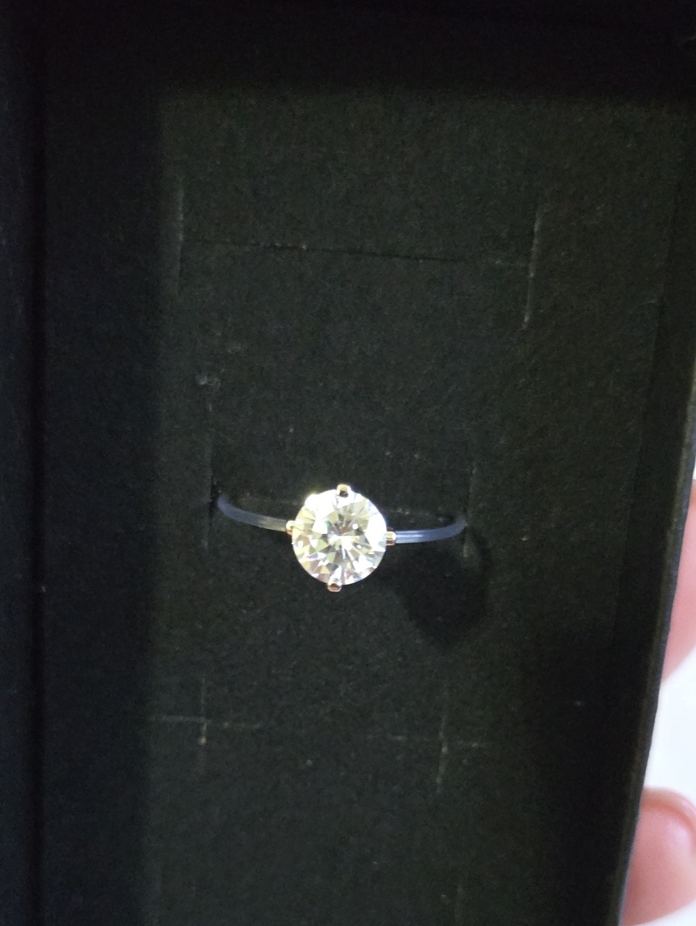 Classic Solitaire Round-Cut Clear Moissonite Ring With Clear Band